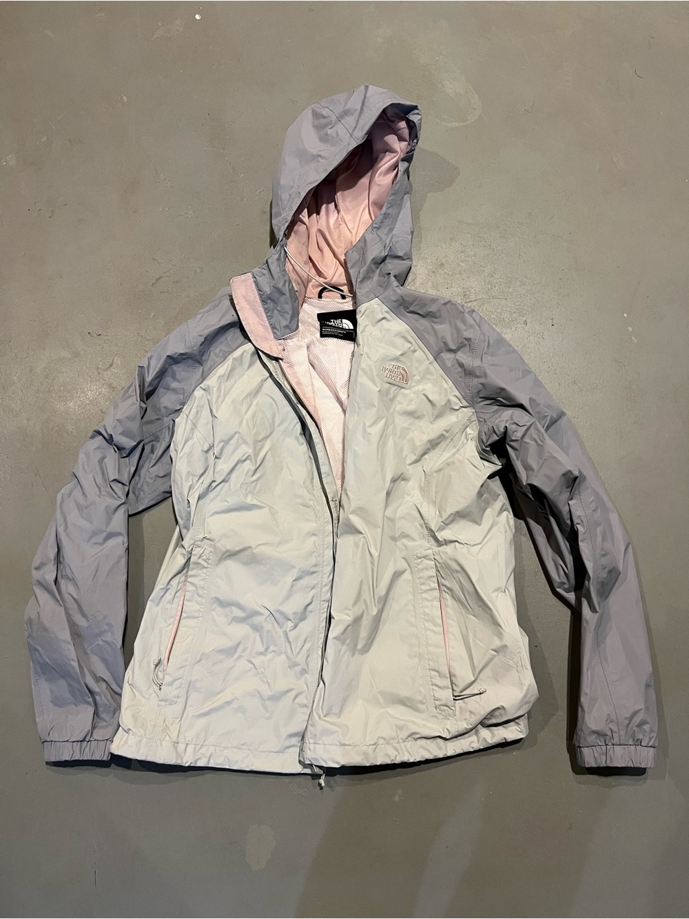 The North Face Women's Hooded Ski Jacket in Light Gray & Pink